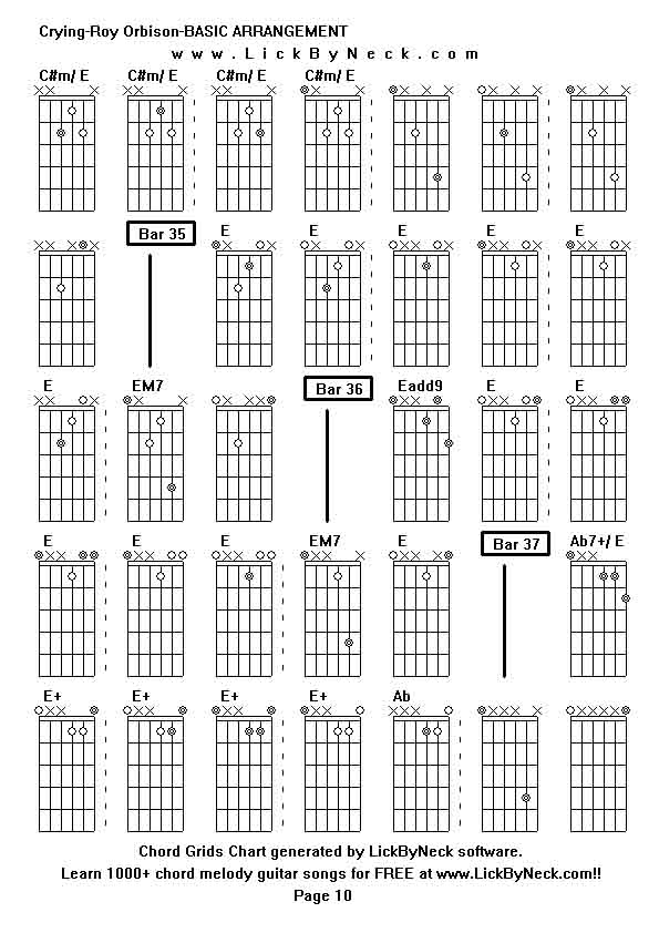 Chord Grids Chart of chord melody fingerstyle guitar song-Crying-Roy Orbison-BASIC ARRANGEMENT,generated by LickByNeck software.